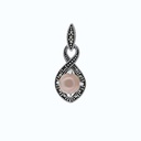 Sterling Silver 925 Pendant Embedded With Natural Pink Shell And Marcasite Stones