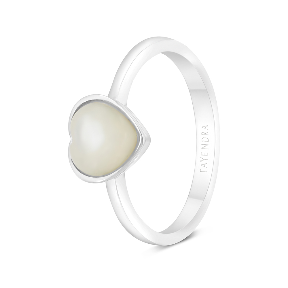 Sterling Silver 925 Ring Embedded With Natural White Shell