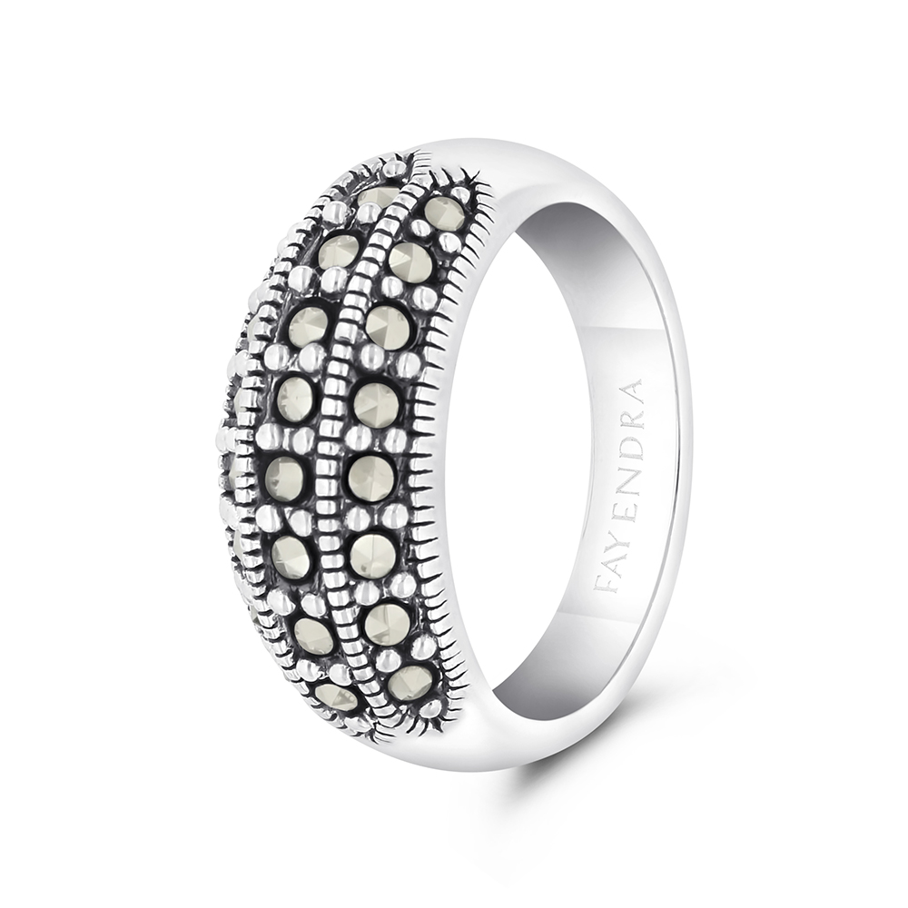 Sterling Silver 925 Ring Embedded With Marcasite Stones