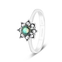 Sterling Silver 925 Ring Embedded With Natural Blue Shell And Marcasite Stones
