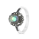 Sterling Silver 925 Ring Embedded With Natural Blue Shell And Marcasite Stones