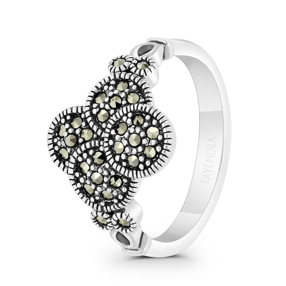 Sterling Silver 925 Ring Embedded With Marcasite Stones
