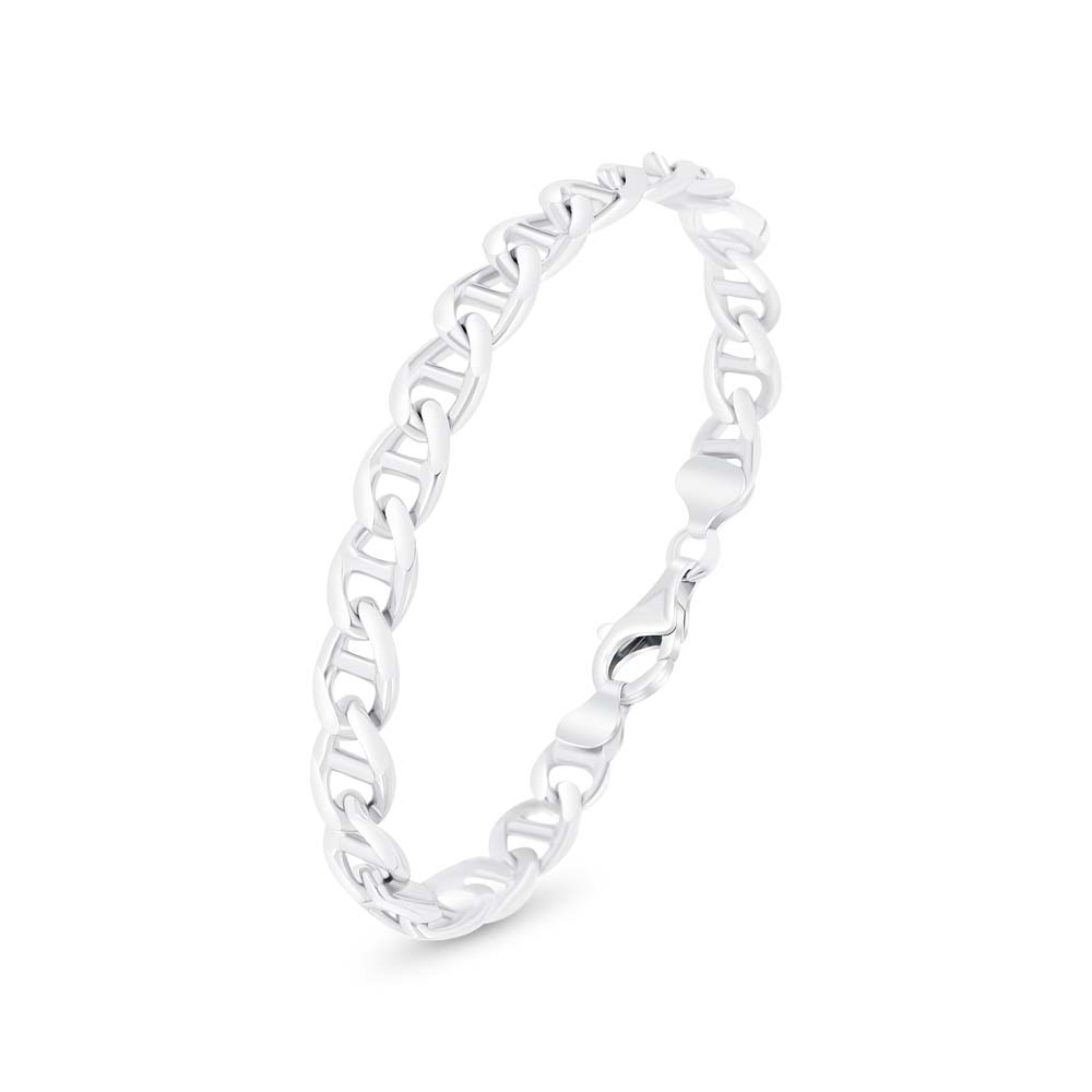 Italian Silver 925 Bracelet, Rhodium Plated For Men