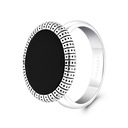 Sterling Silver 925 Ring Rhodium And Black Plated Embedded With Black Agate For Men