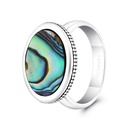 Sterling Silver 925 Ring Rhodium And Black Plated Embedded With Blue Shell For Men