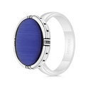 Sterling Silver 925 Ring Rhodium And Black Plated Embedded With Blue Tiger Eye For Men