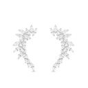 Sterling Silver 925 Earring Rhodium Plated Embedded With White CZ