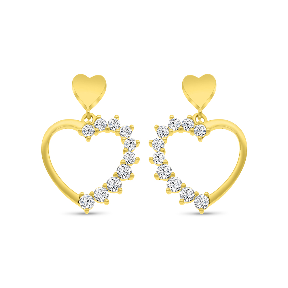 Sterling Silver 925 Earring Gold Plated Embedded With White CZ