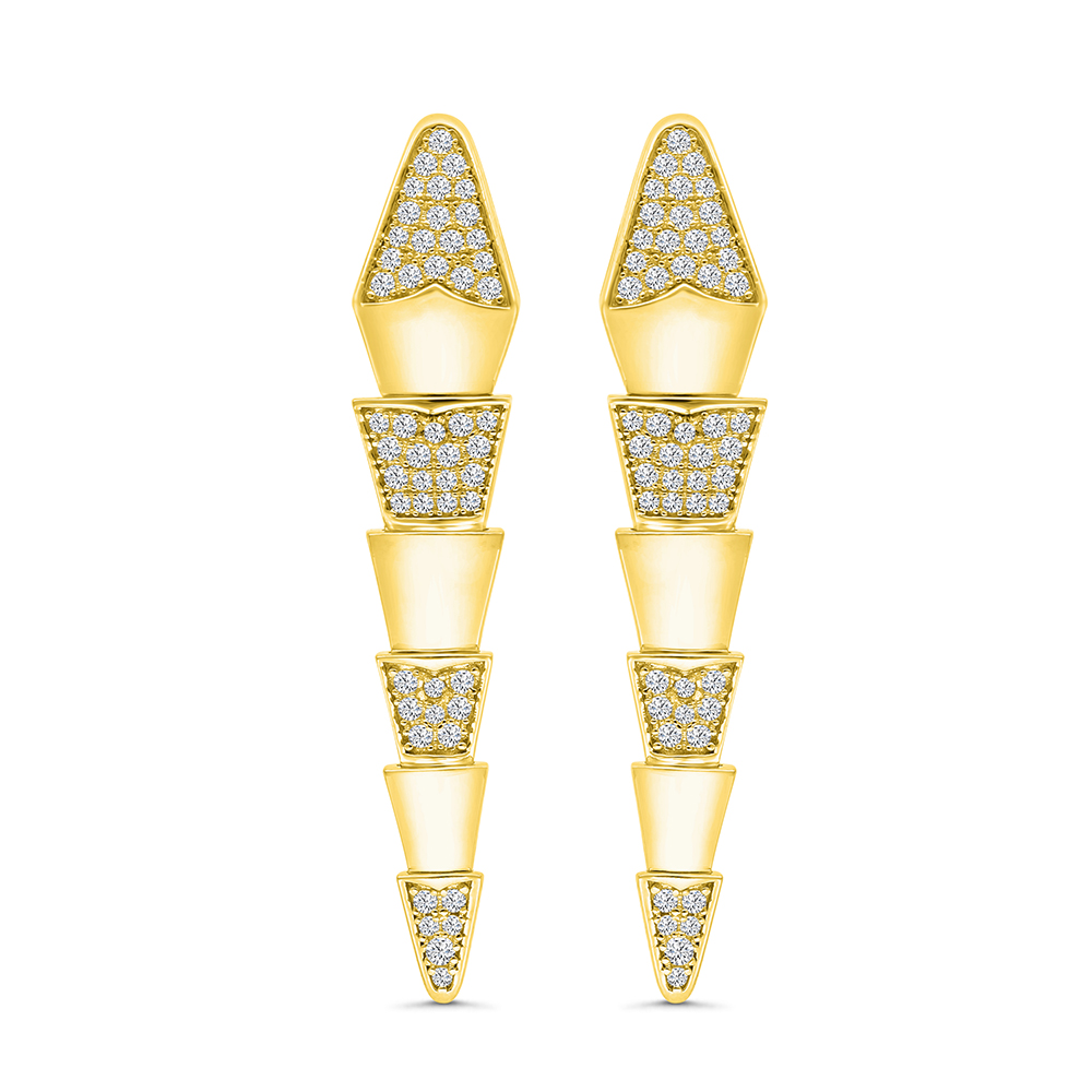 Sterling Silver 925 Earring Gold Plated Embedded With White CZ