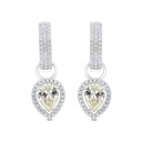 Sterling Silver 925 Earring Rhodium Plated Embedded With Yellow Zircon And White CZ