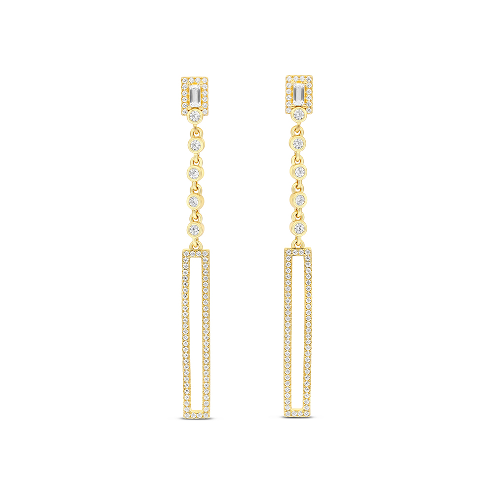 Sterling Silver 925 Earring Gold Plated Embedded With White CZ