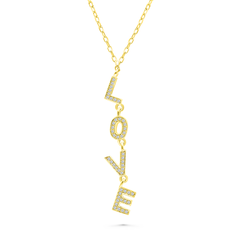 Sterling Silver 925 Necklace Gold Plated Embedded With White CZ