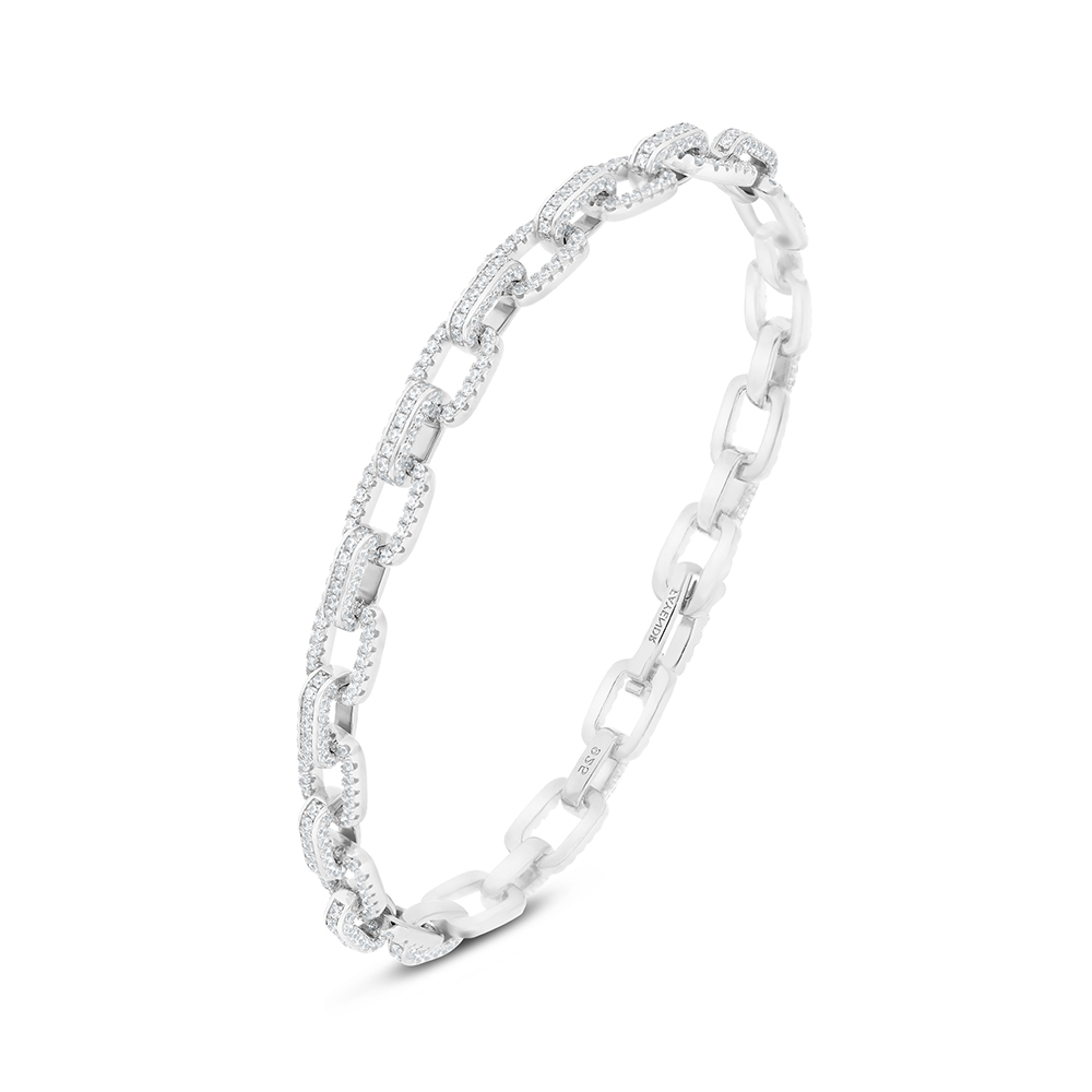 Sterling Silver 925 Bracelet Rhodium Plated Embedded With White CZ