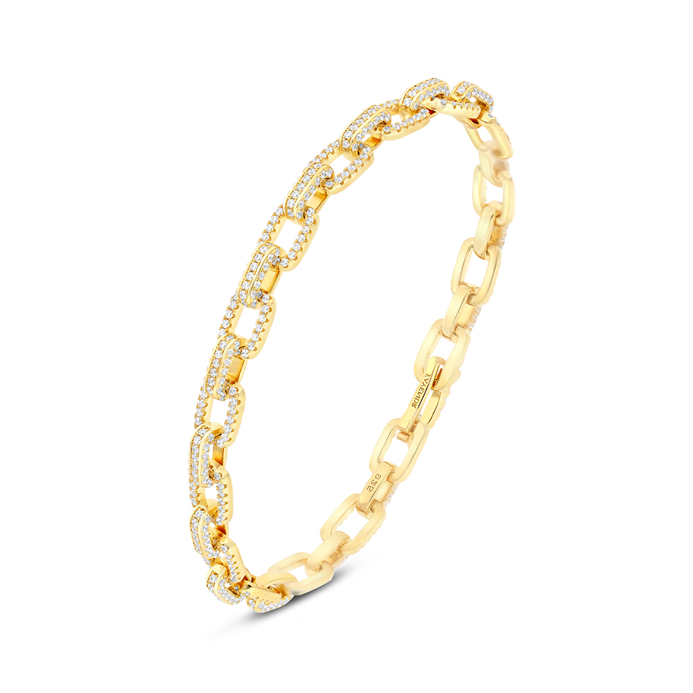 Sterling Silver 925 Bracelet Gold Plated Embedded With White CZ