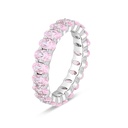 Sterling Silver 925 Ring Rhodium Plated Embedded With Pink Zircon