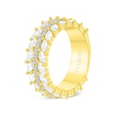 Sterling Silver 925 Ring Gold Plated Embedded With White CZ