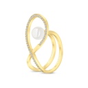 Sterling Silver 925 Ring Gold Plated Embedded With White Shell Pearl And White CZ