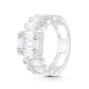 Sterling Silver 925 Ring Rhodium Plated Embedded With White CZ