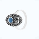 Sterling Silver 925 Ring Embedded With Natural Processed Turquoise And Marcasite Stones