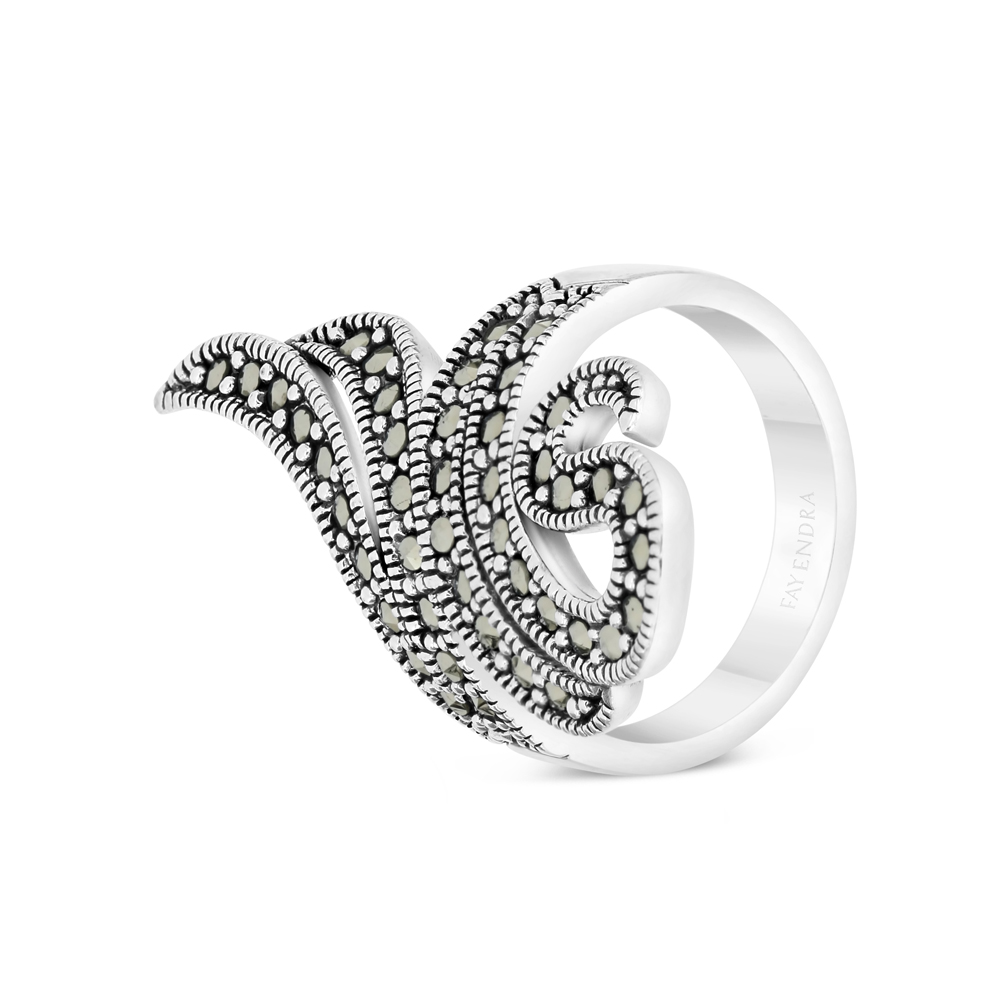 Sterling Silver 925 Ring Embedded With Marcasite Stones 
