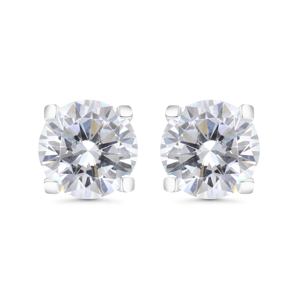 Sterling Silver 925 Earring Gold Plated Embedded With White CZ