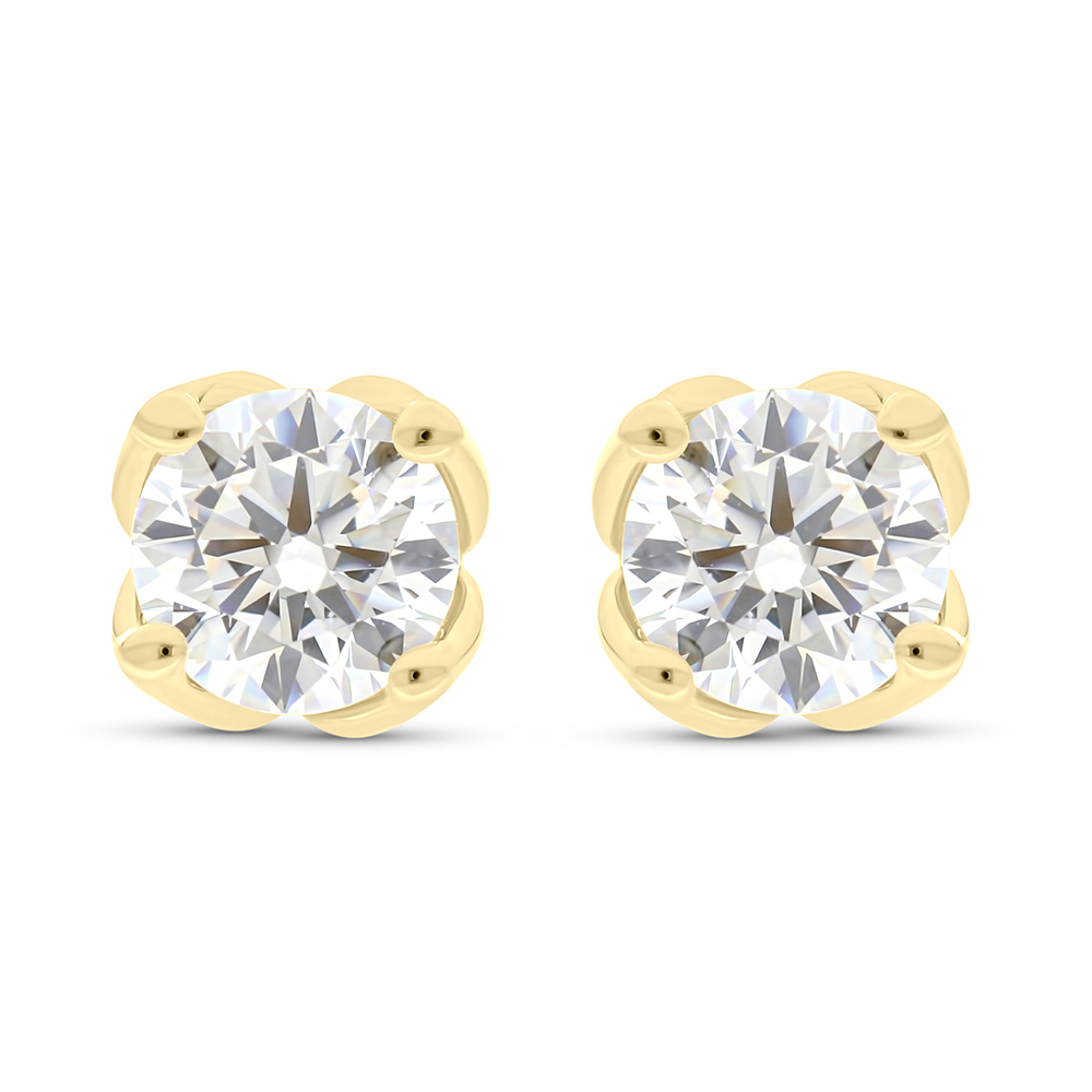 Sterling Silver 925 Earring Gold Plated Embedded With White CZ