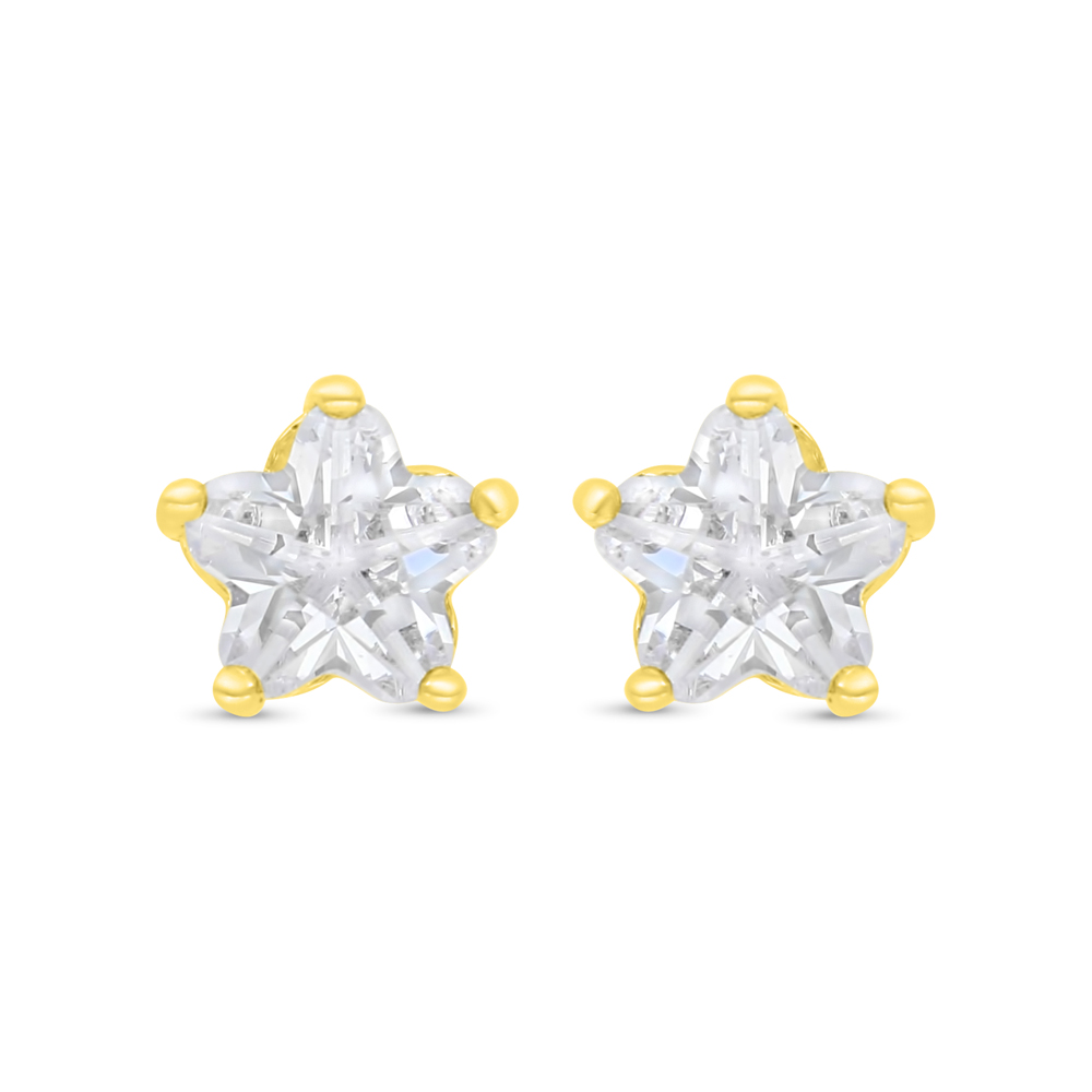 Sterling Silver 925 Earring Gold Plated Embedded With White CZ