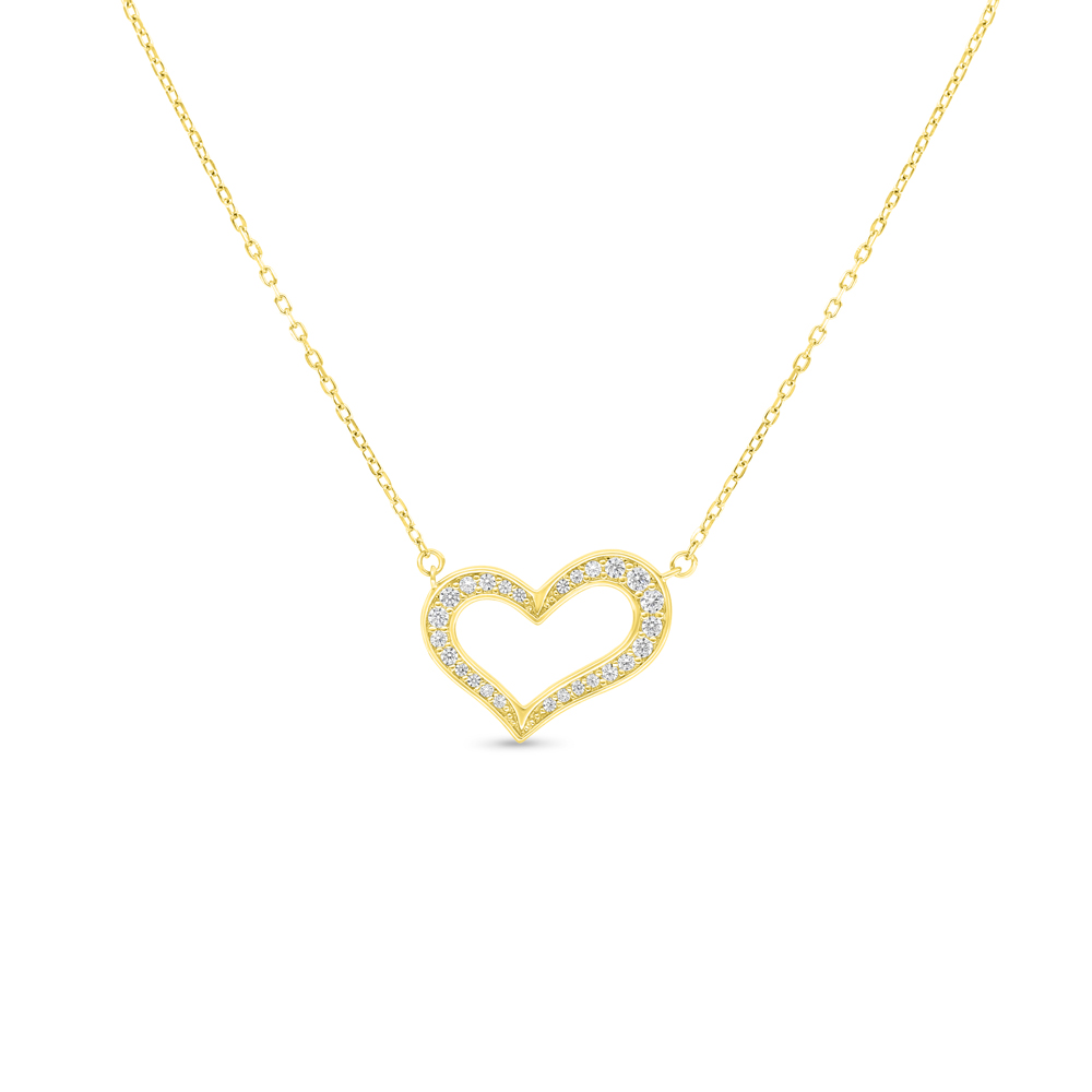 Sterling Silver 925 Necklace Gold Plated Embedded With White CZ