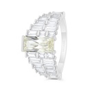 Sterling Silver 925 Ring Rhodium Plated Embedded With Yellow Zircon And White CZ