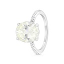 Sterling Silver 925 Ring Rhodium Plated Embedded With Yellow Zircon And White CZ