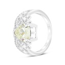 Sterling Silver 925 Ring Rhodium Plated Embedded With Yellow Zircon And White CZ