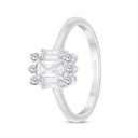 Sterling Silver 925 Ring Rhodium Plated Embedded With White CZ