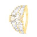 Sterling Silver 925 Ring Gold Plated Embedded With Yellow Zircon And White CZ