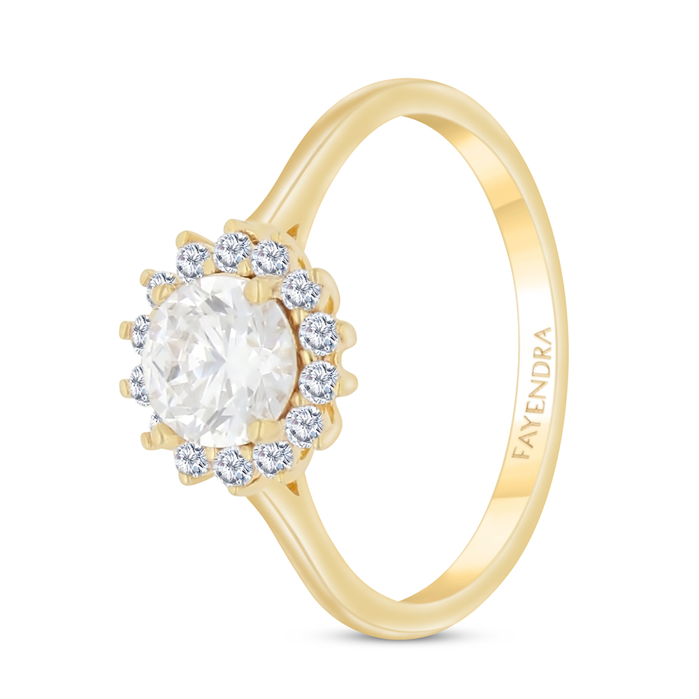 Sterling Silver 925 Ring Gold Plated Embedded With White CZ