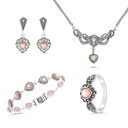 Sterling Silver 925 Set Embedded With Natural Pink Shell And Marcasite Stones