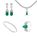 Sterling Silver 925 Set Embedded With Natural Green Agate And Marcasite Stones