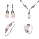 Sterling Silver 925 Set Embedded With Natural Pink Shell And Marcasite Stones