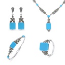 Sterling Silver 925 Set Embedded With Natural Processed Turquoise And Marcasite Stones