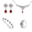 Sterling Silver 925 Set Embedded With Natural Aqiq And Marcasite Stones