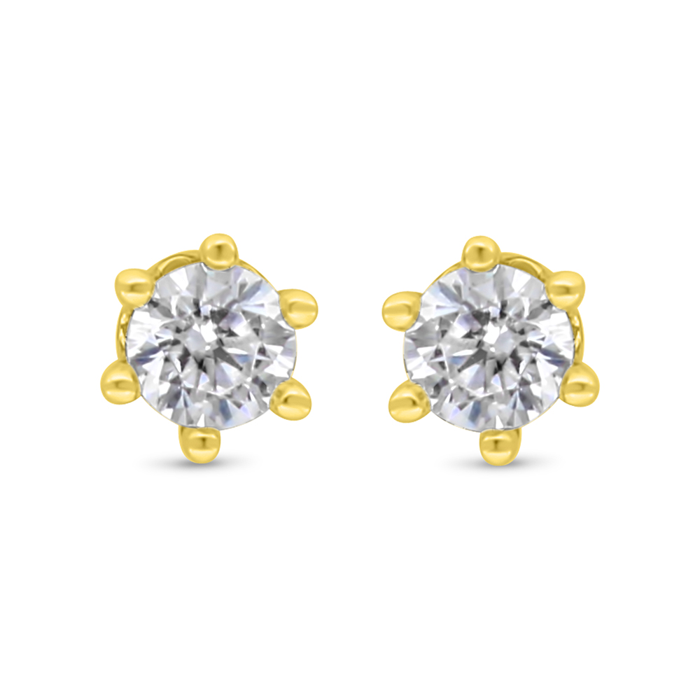 Sterling Silver 925 Earring Gold Plated Embedded With White CZ