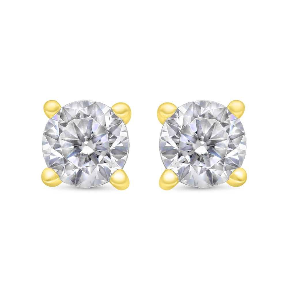 Sterling Silver 925 Earring Gold Plated Embedded With White CZ