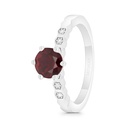 Sterling Silver 925 Ring Rhodium Plated Embedded With Ruby Corundum And White CZ