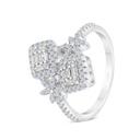 Sterling Silver 925 Ring Rhodium Plated Embedded With White CZ