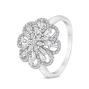 Sterling Silver 925 Ring Rhodium Plated Embedded With White CZ