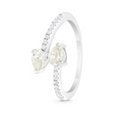 Sterling Silver 925  Ring Rhodium Plated Embedded With Yellow Zircon And White CZ