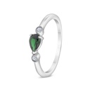 Sterling Silver 925 Ring Rhodium Plated Embedded With Emerald Zircon And White CZ