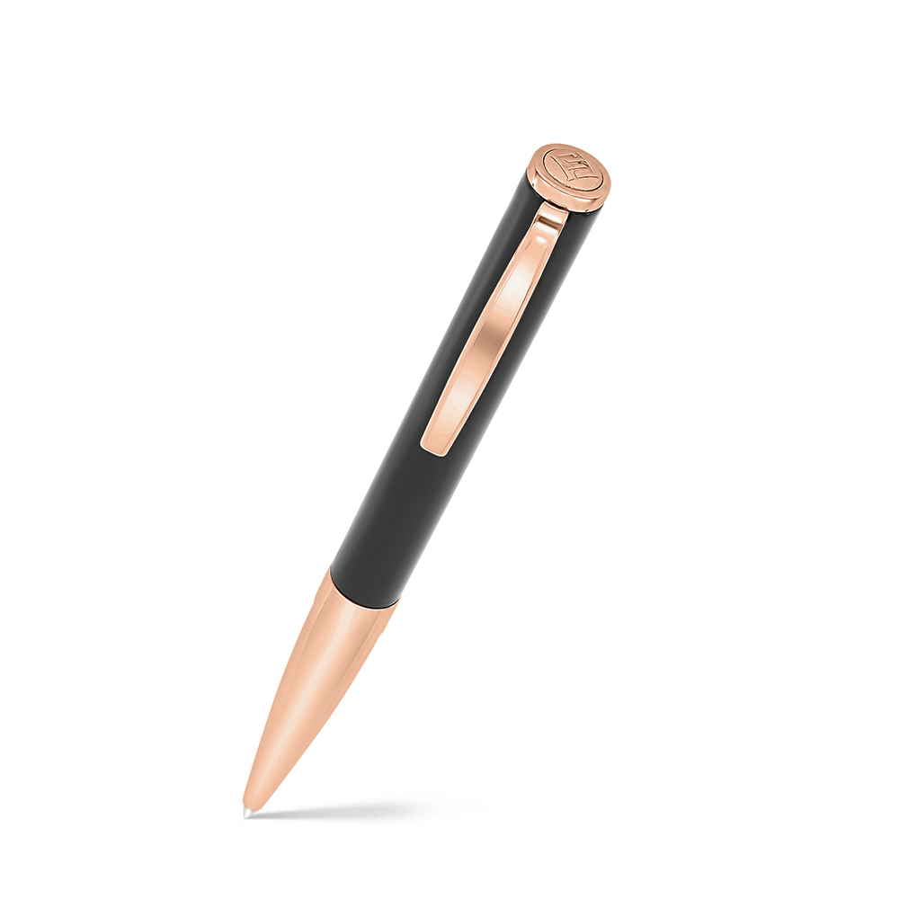 Fayendra Pen Rose Gold Plated Embedded With Black Lacquer