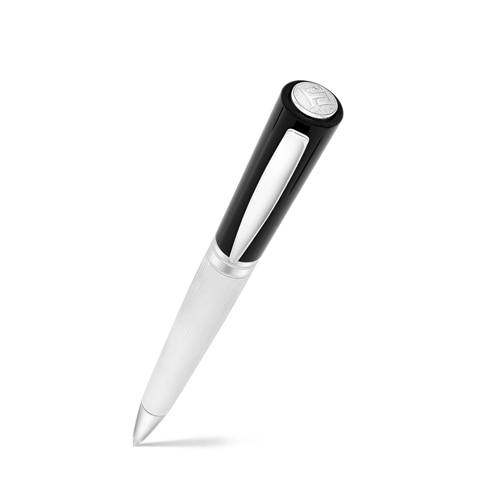 Fayendra Luxury Pen Silver Plated Embedded With Black Lacquer