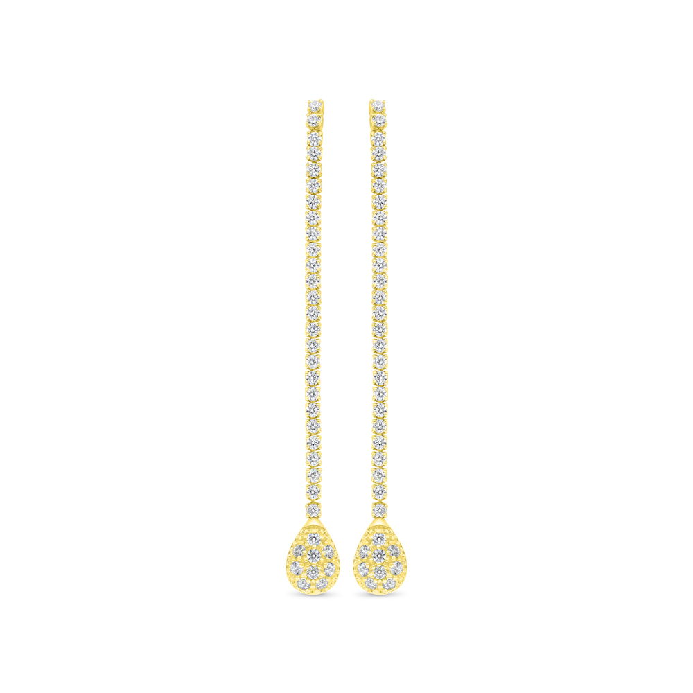 Sterling Silver 925 Earring Gold Plated Embedded With White CZ 