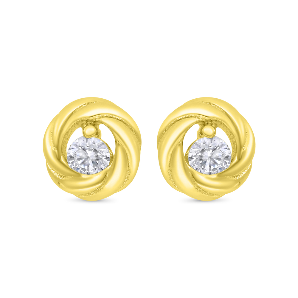 Sterling Silver 925 Earring Gold Plated Embedded With White CZ